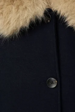 Manteljas met faux fur kraag