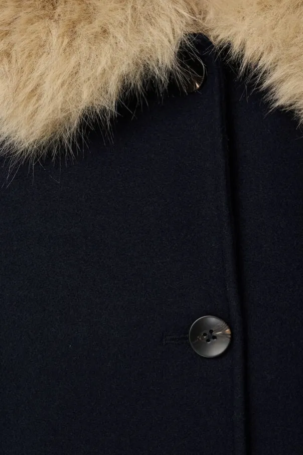 Manteljas met faux fur kraag