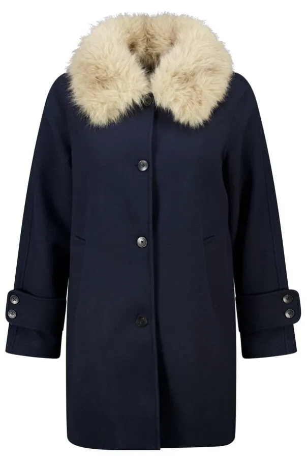 Manteljas met faux fur kraag