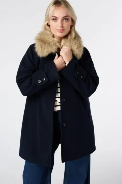 Manteljas met faux fur kraag