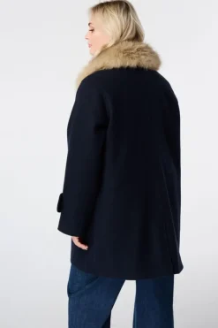 Manteljas met faux fur kraag