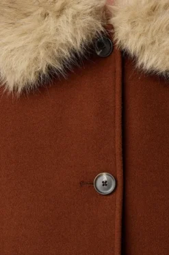 Manteljas met faux fur kraag