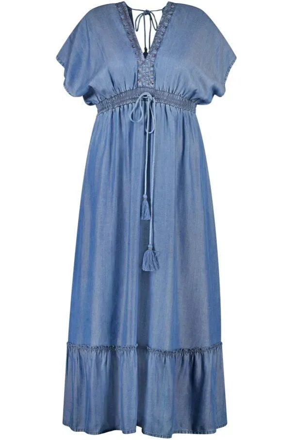 Maxi jurk in demin look