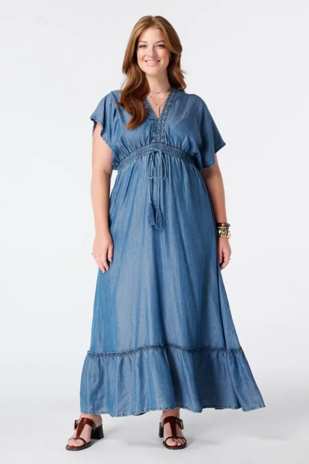 Maxi jurk in demin look