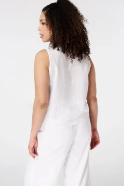 Mouwloze blouse met borduursel