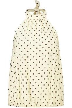 Mouwloze blouse met hoge hals