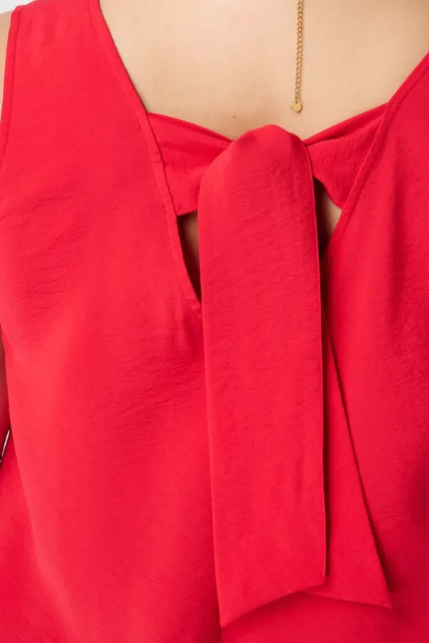 Mouwloze blouse met striksluiting