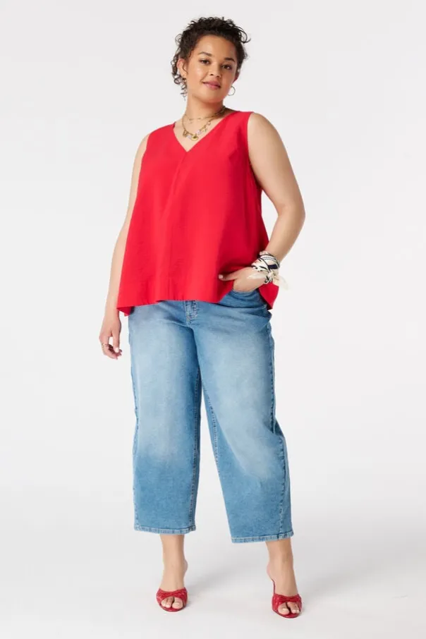 Mouwloze blouse met striksluiting