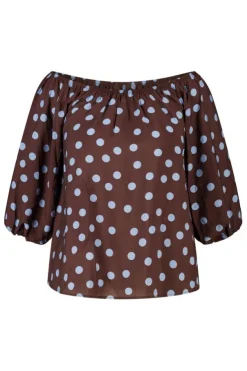 Off-shoulder blouse met polka dot