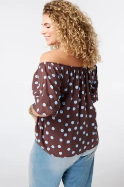 Off-shoulder blouse met polka dot