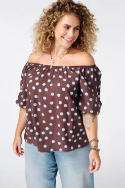 Off-shoulder blouse met polka dot