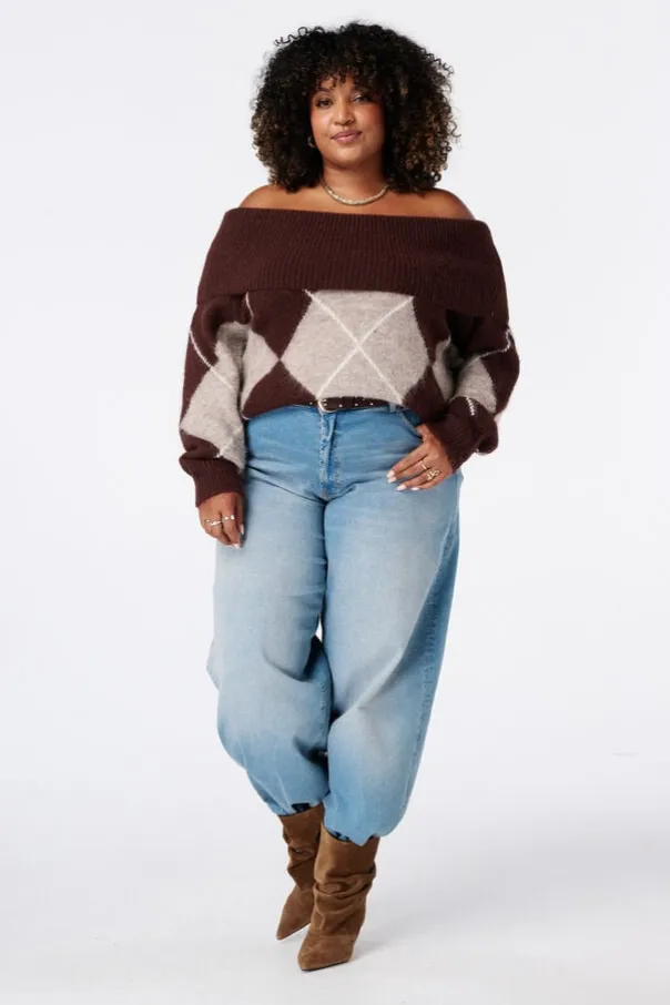 Off shoulder trui