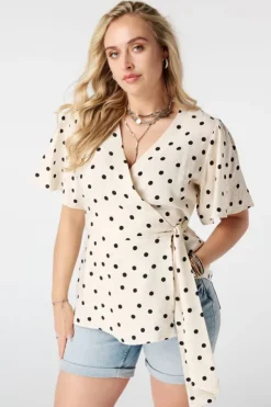 Overslag blouse met polka dot
