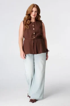 Peplum gilet met ceintuur