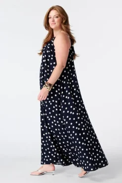 Polka dot maxi jurk met volants