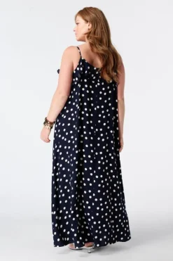Polka dot maxi jurk met volants