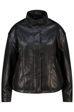 PU jacket met hoge kraag