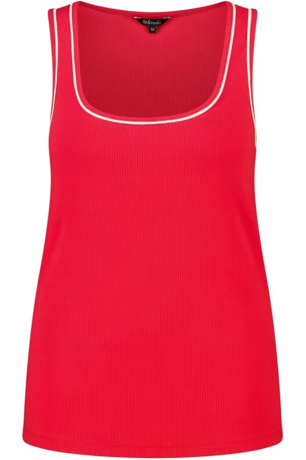 Rib top met contrastdetail