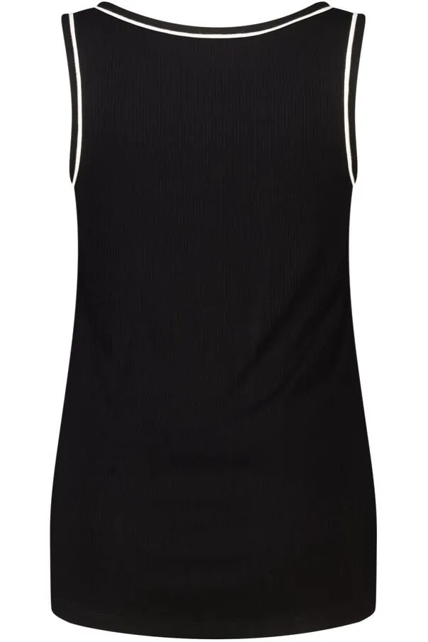 Rib top met contrastdetail