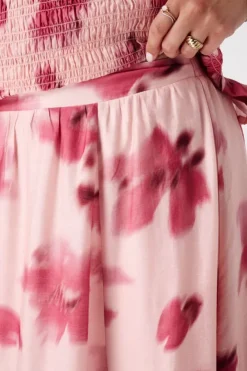Rok in satijnlook met bloemenprint