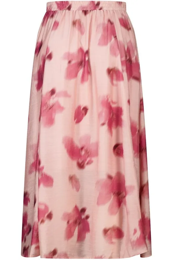 Rok in satijnlook met bloemenprint