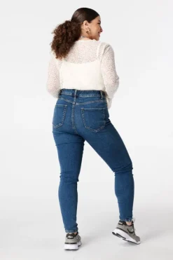 Skinny leg high waist jeans CHERRY