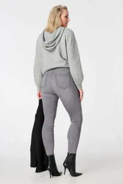 Skinny leg high waist jeans CHERRY