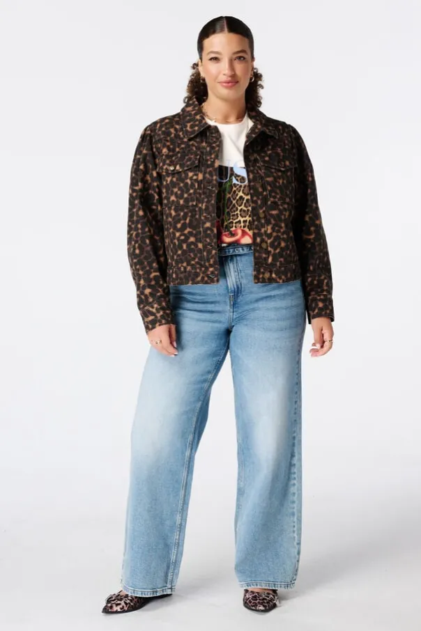 Spijkerjasje met animal print
