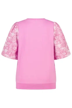 Top met jacquard mouwen