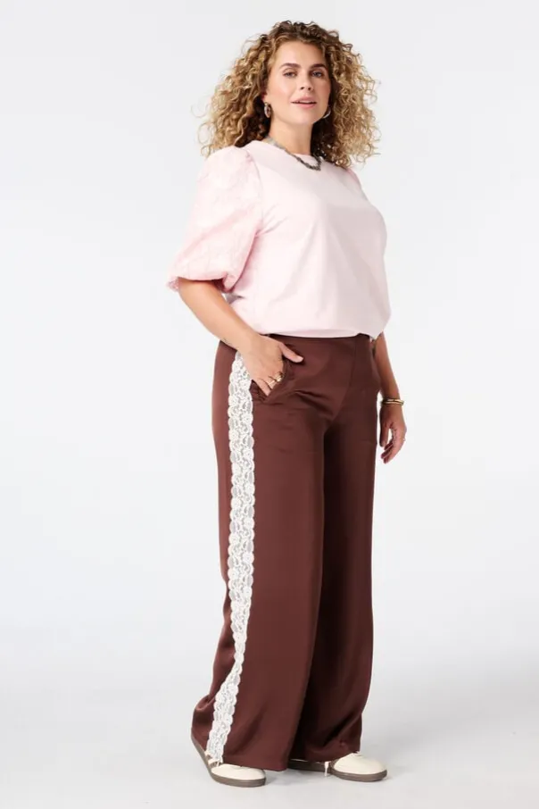 Top met jacquard mouwen