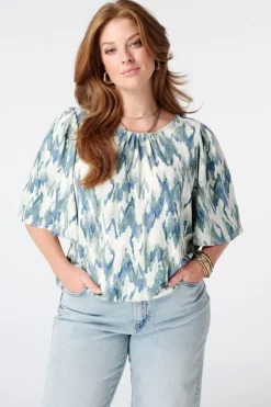 Top met print en ronde hals