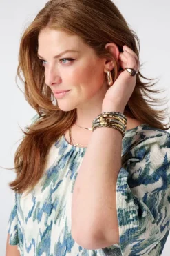 Top met print en ronde hals