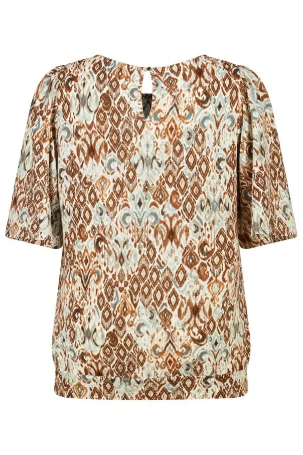 Top met print en ronde hals