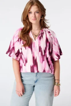 Top met print en v-hals