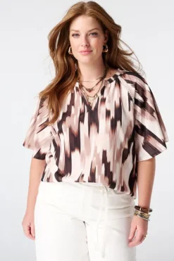 Top met print en v-hals