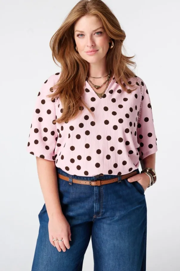 Top met print en v-hals
