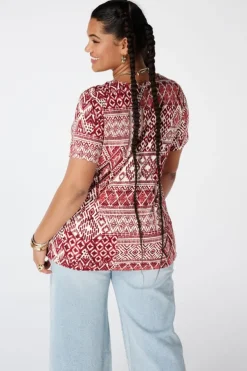 Top met print en V hals