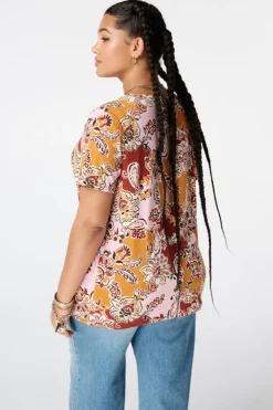 Top met print en V hals