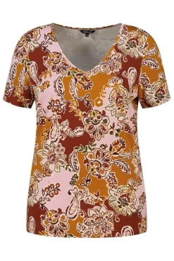 Top met print en V hals