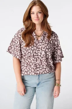 Top met print en v-hals