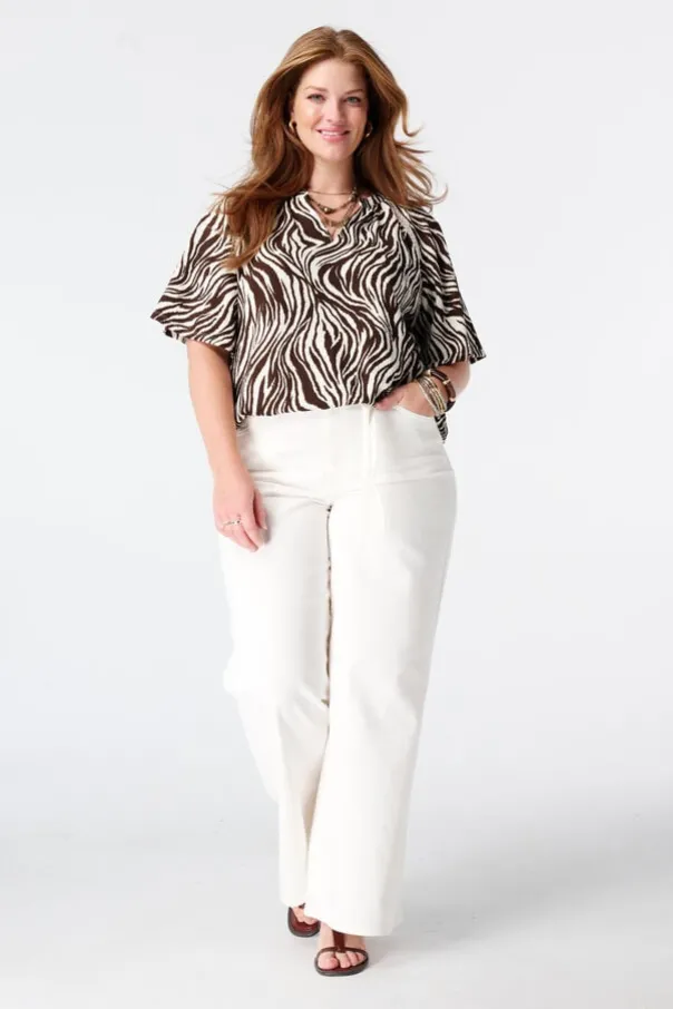 Top met print en v-hals