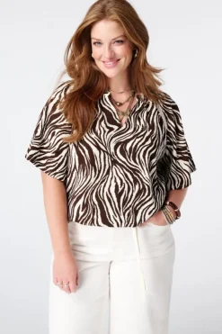 Top met print en v-hals