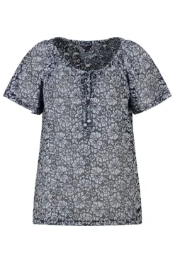 Top van kant met bloemenprint