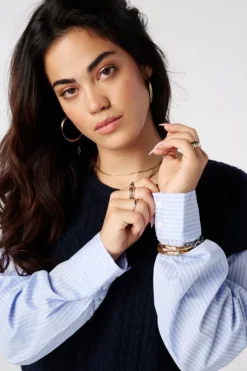 Trui met contrasterende blouse mouwen