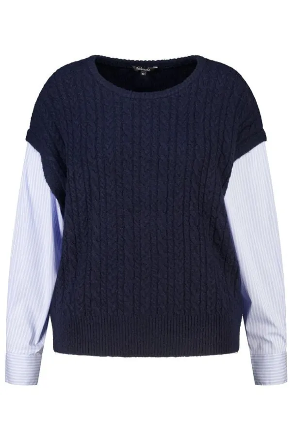 Trui met contrasterende blouse mouwen