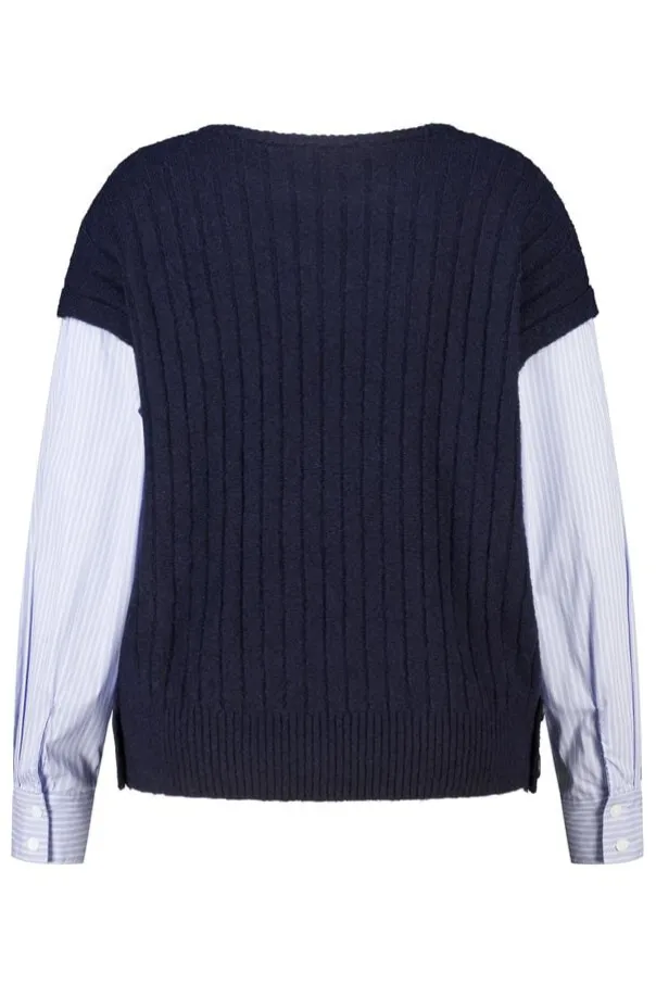 Trui met contrasterende blouse mouwen