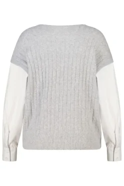 Trui met contrasterende blouse mouwen