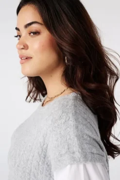 Trui met contrasterende blouse mouwen