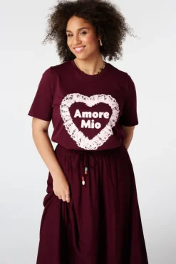 T-shirt met kanten artwork