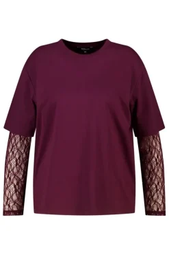 T-shirt met kanten mouwen